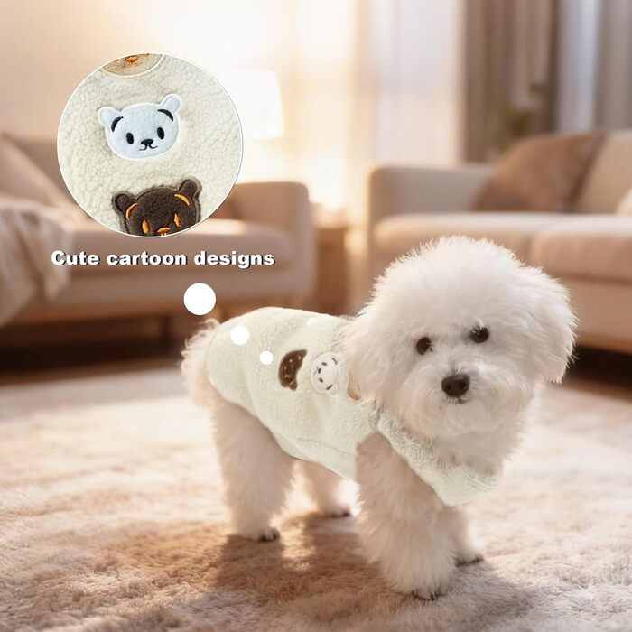 Теплий флісовий жилет для собак маленьких порід (5-8 кг), розмір M, білий/opulenter Garten