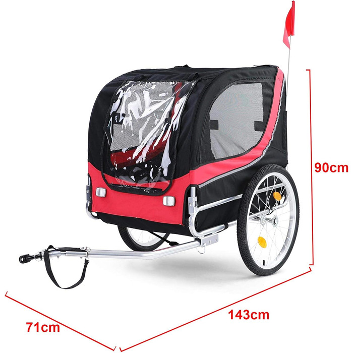 Причіп для велосипеда для собак, складний, червоно-чорний, до 40 кг