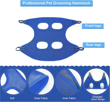 Набір для догляду за собаками та котами Allazone: гамак, триммер, щітка, інструменти для грумінгу, аксесуари для купання (блакитний)