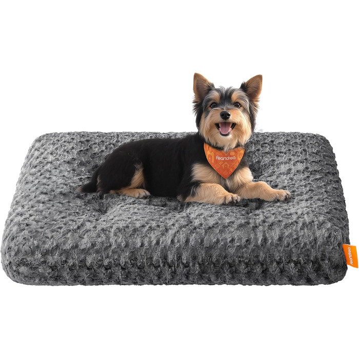 Ліжко для собак Feandrea XL, м'яке, плюшеве, 110 x 73 см, для великих собак, сірий, знімний чохол, антиковзаюче покриття