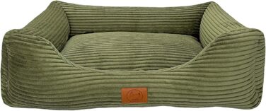 Ортопедичне ліжко для собак Elropet з м'якого корду, кошик для собак XS/S/M/L/XL (XXL 145x110x30 см), оливковий колір