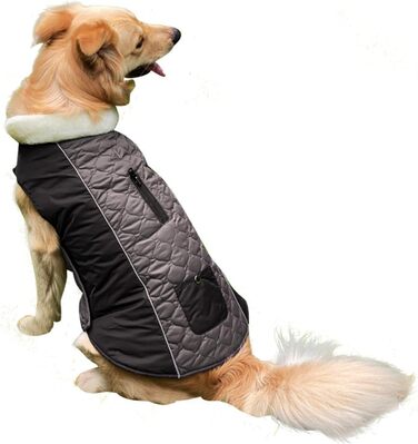 PETCUTE Зимовий теплий куртка для собак, відбиваючий, з отвором для страхувального ременя, для малих, середніх та великих собак (3XL, Сірий)