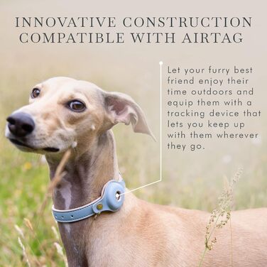 Собачий нашийник NINA WOOF Cupertino, синій, розмір M, з трекером, веганська шкіра