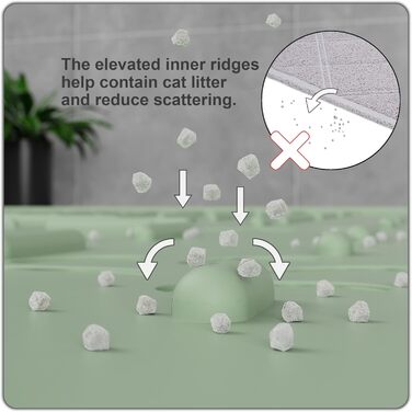 Килимок для котячого туалету OHMO, 80x60 см, преміум-силікон, великий, вологостійкий, без BPA, легко миється, світло-зелений