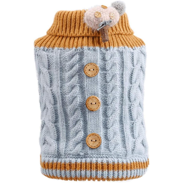 Теплий зимовий пуловер для собак Doubleer - тепла жилетка, м'який в'язаний светр для маленьких та середніх собак (рожевий, синій, жовтий)