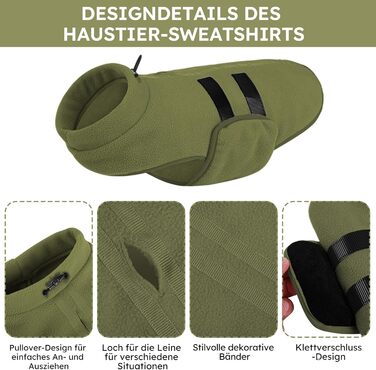 Теплий зимовий пуловер для собак Queenmore з флісу, тепла куртка для собак, жилет для такси, чихуахуа, бульдога (S, оливковий)