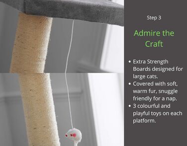 Котячий комплекс Kratzbaum Deckenhoch XL: сірий, 215-280 см, регульована висота, котячий будиночок, кігтетопка, ігровий комплекс