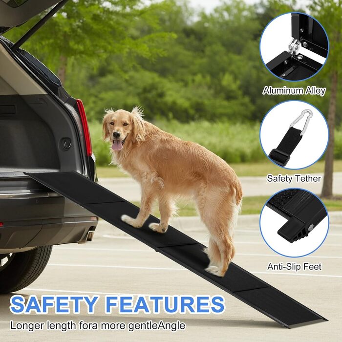 Рампа для собак, розкладна, 180 см, для авто, вантажівок та SUV, до 130 кг, алюмінієвий каркас