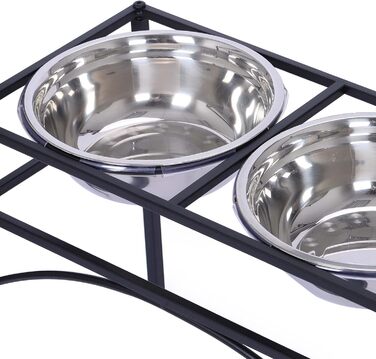 Підставка для мисок для собак TEKEPL - 2 миски з нержавіючої сталі, стійка, антиковзаюча, для води та корму (M)