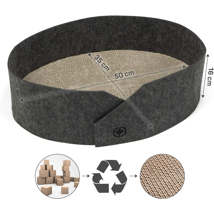 Клітка-ліжко для котів Owen-Tower XL, сірий, 50 см, з когтеточками та двома хвильовими платформами