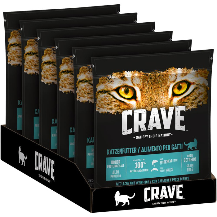 Сухий корм для дорослих котів Crave з індиком та куркою, беззерновий, преміум-клас, 6х750 г