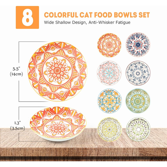 Набір мисок для котів з кераміки (8 шт.) - миски для корму, годівниці для котів, керамічні миски для котів