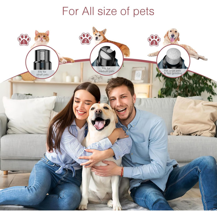 Електричний точилка для кігтів собак LOFICOPER з 6 швидкостями, 2 LED-лампочками, 3 портами - для малих, середніх та великих собак