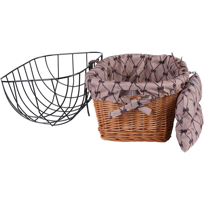 Ретро кошик для велосипеда з кришкою, плетіння з лози, переноска для тварин з підкладкою з тканини