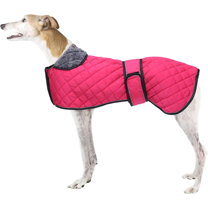 Водонепроникний теплий зимовий одяг для собак породи Віндгаунд, Уіппет, Лурчер. Зимова куртка для собак з флісовою підкладкою, регульована, для середніх та великих порід, темно-синій, розмір S (L(спина: 61-64 см))