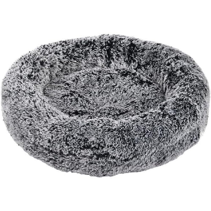 Ліжко для собак та котів Dehner Cookie, діаметр 58 см, чорне, поліестер/плюш