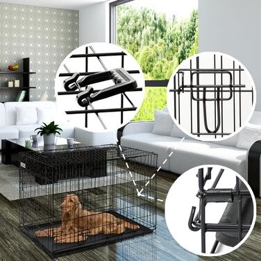 Клітка-переноска для собак, розмір S, чорна, 61x42x48,5 см. Розмірна переноска для собак та інших тварин, складна