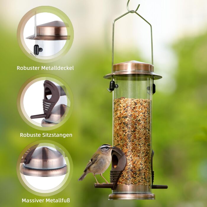 Годівниця для птахів MIXXIDEA з нержавіючої сталі, для саду та двору, 2 шт. (мідь)