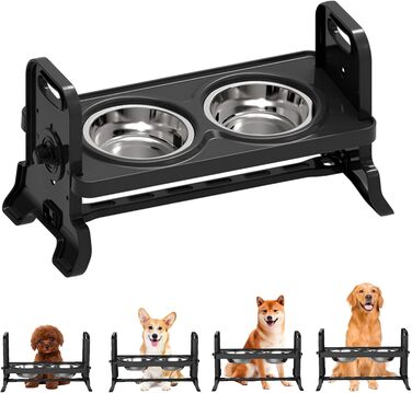 Підвищена годівниця для собак Felenny, регульована висота, 4 рівні, без розливання, повільний диспенсер води для собак та котів