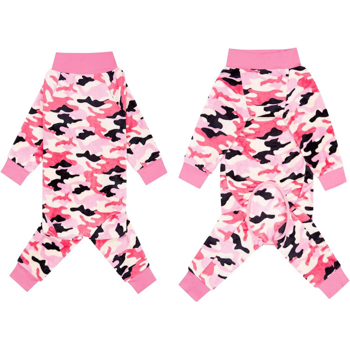 Зимовий костюм-піжама для собак середніх та великих порід BT Bär, теплий халат-комбінезон, фланелевий халат, рожевий камуфляж, розмір 5XL