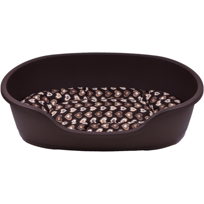 Корзина для собак Adena, 71 x 48 см, коричнева + подушка з сердечками, 71 x 48 x 22 см