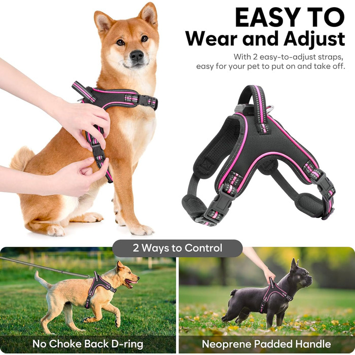 Світлодіодне шлейка для собак з підсвічуванням, заряджається, з ручкою, світловідбиваюча, для безпеки вночі, середніх, маленьких та великих собак (Рожева, XL)