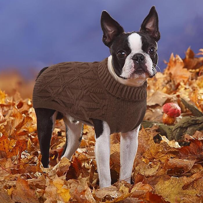 Теплий пуловер для собак Kuoser, пуловер для маленьких, середніх та великих собак, флісовий пуловер для собак, XL (Обхват грудей: 62 см), XS (Обхват грудей: 30 см), Колір: Коричневий