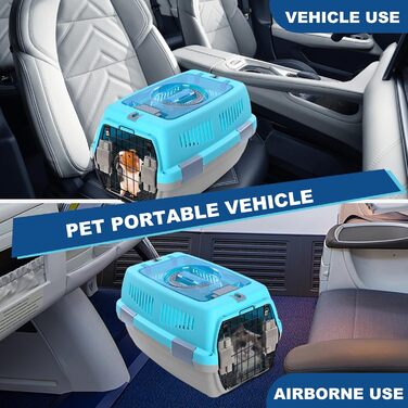 Транспортна переноска для собак та котів PETCUTE, з ручкою, складна, до 6 кг (блакитний+сірий)