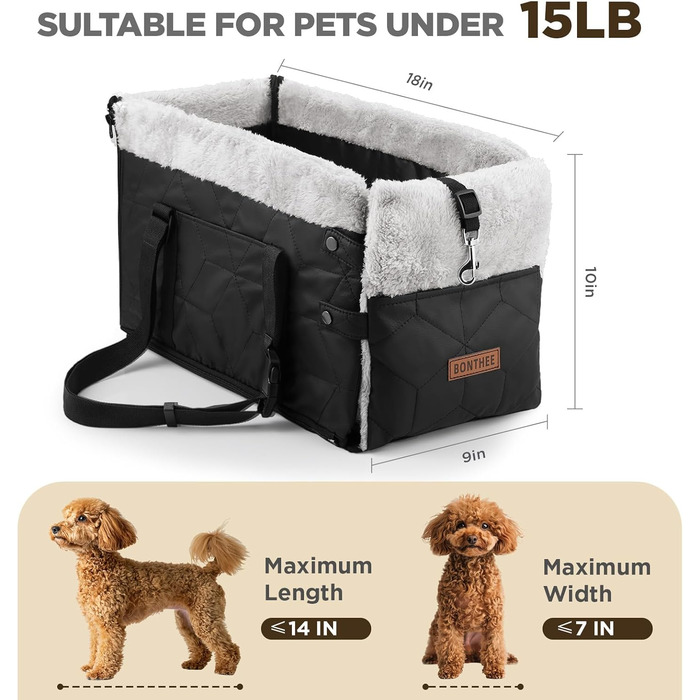 Автокрісло для собак з PU-шкіри, Рожеве (Чорне PU-шкіра)