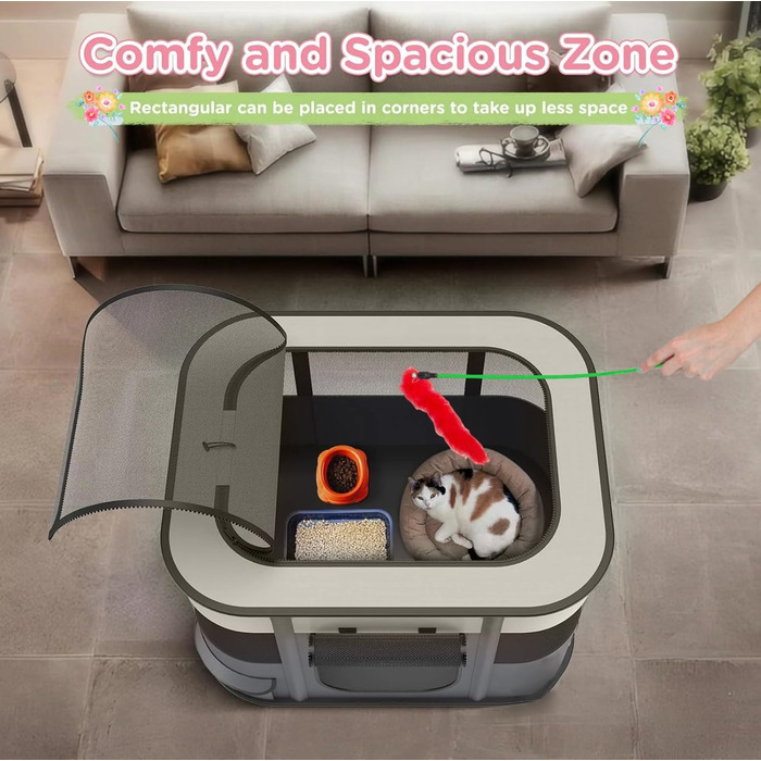 Клітка-загон для собак та котів, 90x70x60 см, сірий, складана, для цуценят