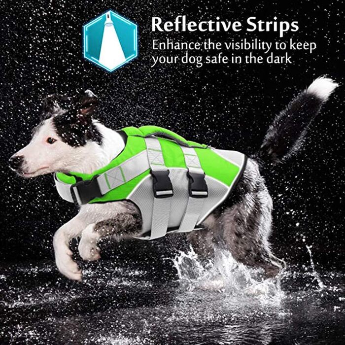Жилет для плавання собак PJDDP, рятувальний жилет для собак, зелений, L