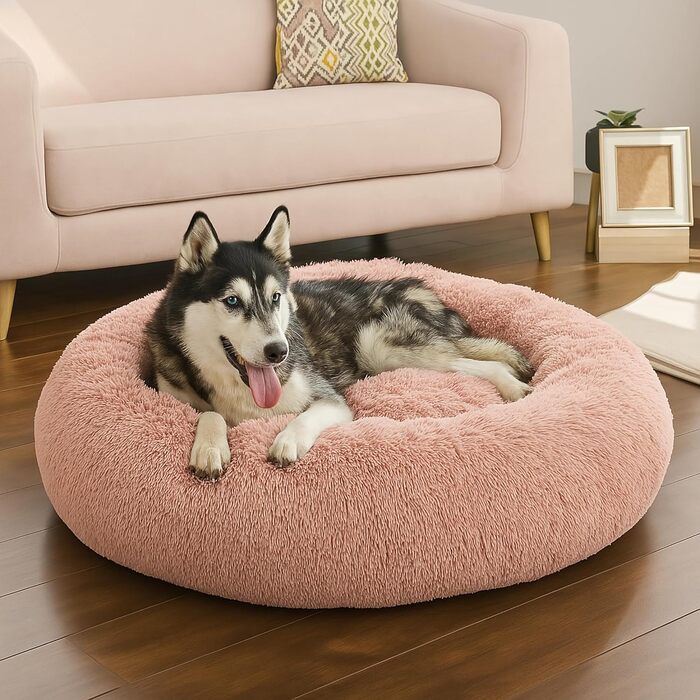 Крісло-гніздо для собак та котів, плюшеве, зручне, 90x90x20 см, рожеве - пудровий рожевий
