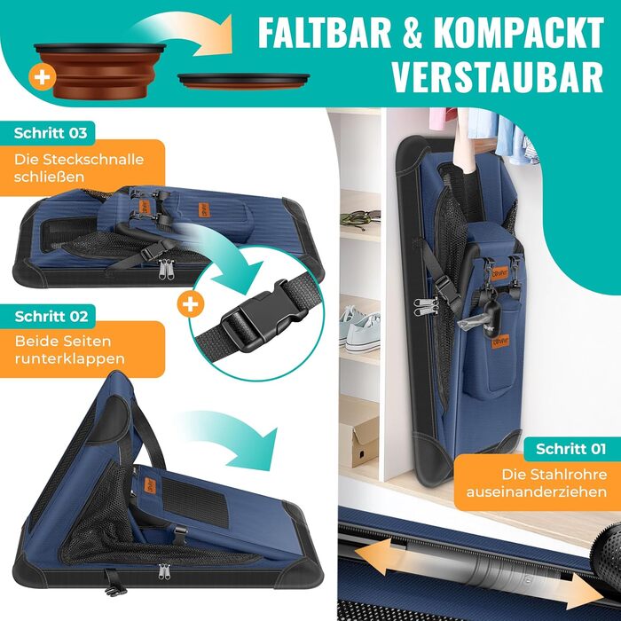 Транспортна переноска для собак та котів XXL Navyblue | Переноска для тварин 92x64x64cm з мискою та плечовим ременем