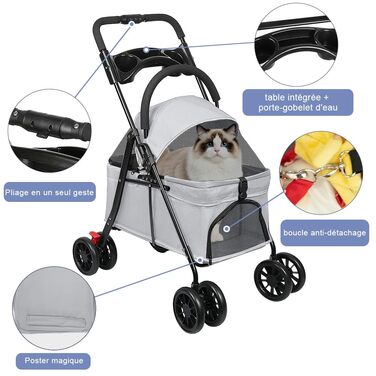 Дитяча коляска для собак та котів Homewell, складана, до 20 кг, сіра