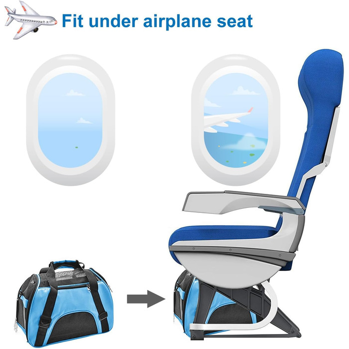 Транспортна переноска для тварин: кіт, собака, кролик, хом'як. Переноска для подорожей літаком, м'яка, з плечовим ременем (M, 47x27x28 см, до 5 кг)