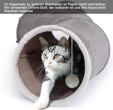 Ігровий тунель для котів та кроликів Ownpets, тканинний, з м'ячиком і дражнилкою, міцний, безшумний