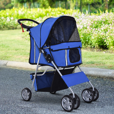 PawHut Dog Stroller Dog Buggy Pet Stroller Jogger Trailer для собак синій, складний і легкий, чудово підходить для поїздок