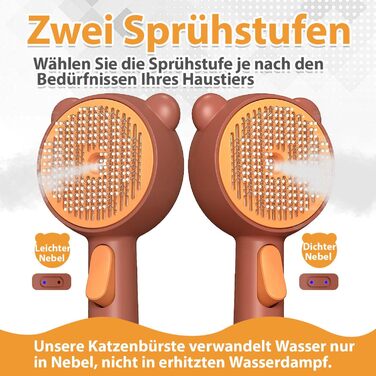 Парфумерна щітка для котів з розпилювачем, 4-в-1: видалення шерсті, масаж, розпилення, самоочищення, водонепроникна IPX7, для котів та собак, білий/коричневий колір