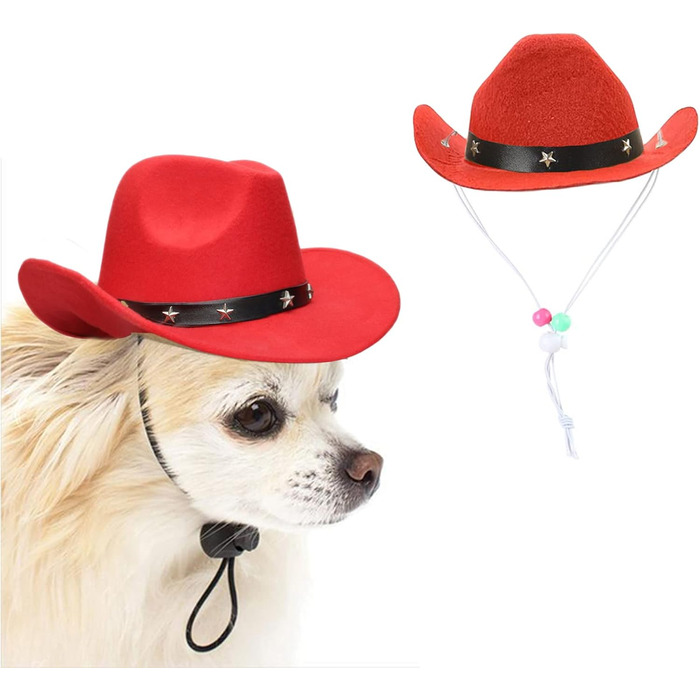 Костюм для собак AWOCAN: Ковбойський капелюх, аксесуари для косплею, набір для вечірок з домашніми тваринами (червоний)