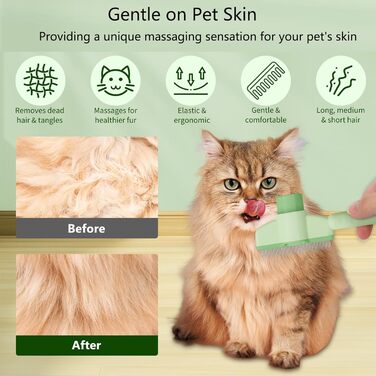 Щітка для тварин для котів та собак, анти-колюча, з 2 силіконовими гачками, для довгої та короткої шерсті, видаляє підшерсток, самоочисна, анти-блошиний гребінь, гребінь від кліщів, гребінь з дрібними зубцями