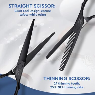 Набір професійних перукарських ножиць JASON - 6.5' для перукарів та початківців (чорний)