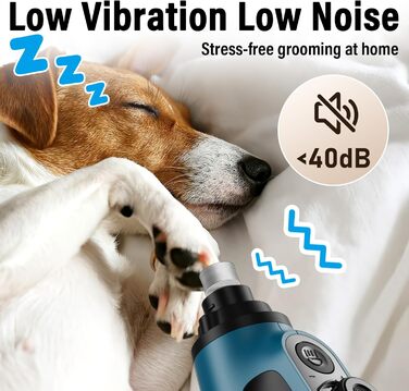 Шліфувальник кігтів для собак Casfuy Smarter Krallenschleifer 6-ступінчатий – 50% потужніший, з LED-підсвіткою, тихий, перезаряджається, для собак та котів різних розмірів, темно-синій