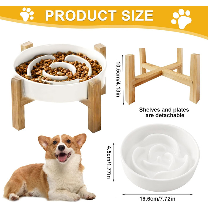 Антисліп миска для собак, кераміка, з підставкою, slow feeder, для середніх та великих собак, 19.5 см