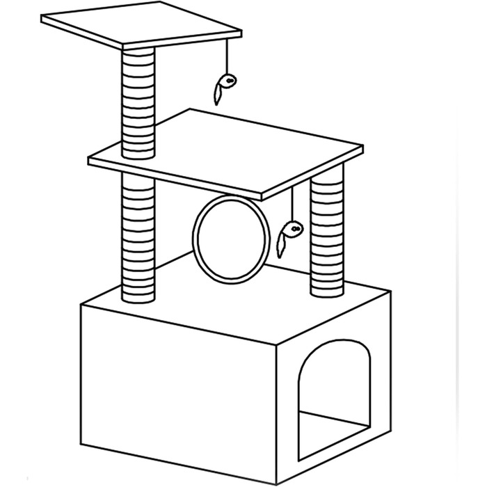 Котячий будиночок SPRINGOS з когтеточкою, лежаком та регульованою висотою, 245 см, сірий (62 см)