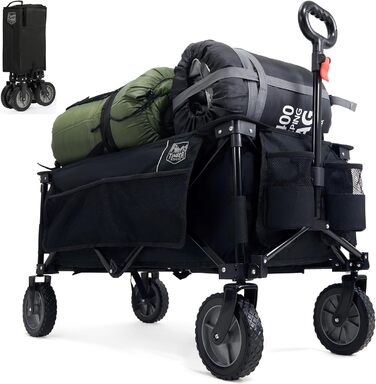 TIMBER RIDGE XXL: Садовий візок-трансформер з кишенями та тримачем для напоїв, для всіх типів місцевості, чорний