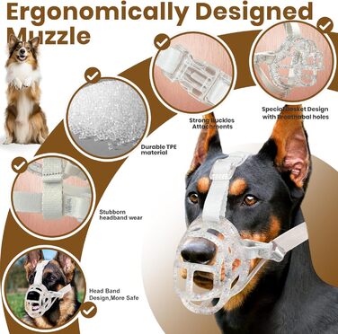 Майорка для собак: кошик-намордник для маленьких, середніх та великих собак. Легкий, дихаючий, запобігає кусанню та жуванню, дозволяє дихати та пити. Ідеально для дресирування, грумінгу. Прозорий, розмір 6