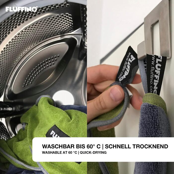 Рушники для собак 2 шт. - 90x50 см, мікрофібра | Швидковисихаючі, надзвичайно поглинаючі, для маленьких та середніх собак, сірий та зелений | Можна прати при 60°C