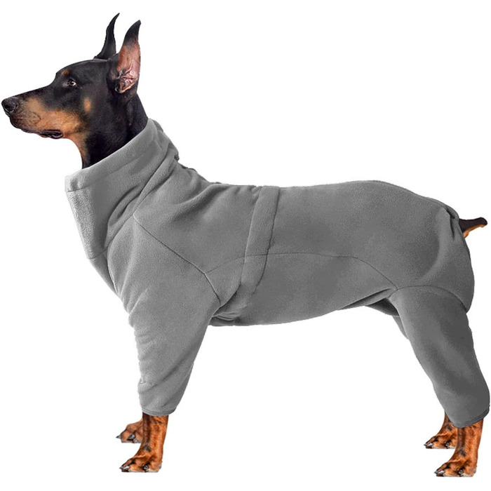 Теплий флісовий халат для собак, цільнотіла куртка на 4 лапах, регульований пуловер на блискавці, зимовий одяг, ідеальний для собак в приміщенні та на вулиці, для маленьких, середніх собак (xs, сірий)