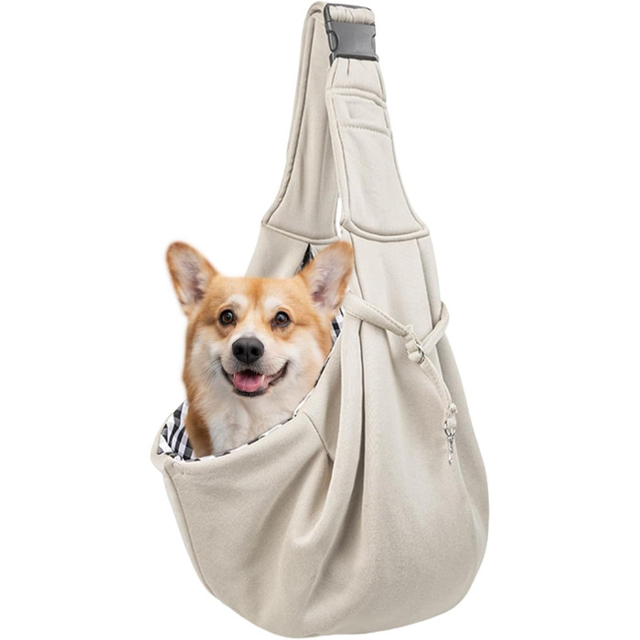 Сумка-переноска для собак та котів Zuasdvnk - дихаюча, зручна для прогулянок та подорожей, з регульованими ременями, бежева