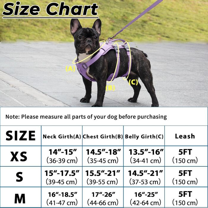 Нашийник для собак Wuffley з повідком, безпечний, анти-тяга, з ручкою, світловідбиваючий, регульований, для середніх собак (Lila, M)